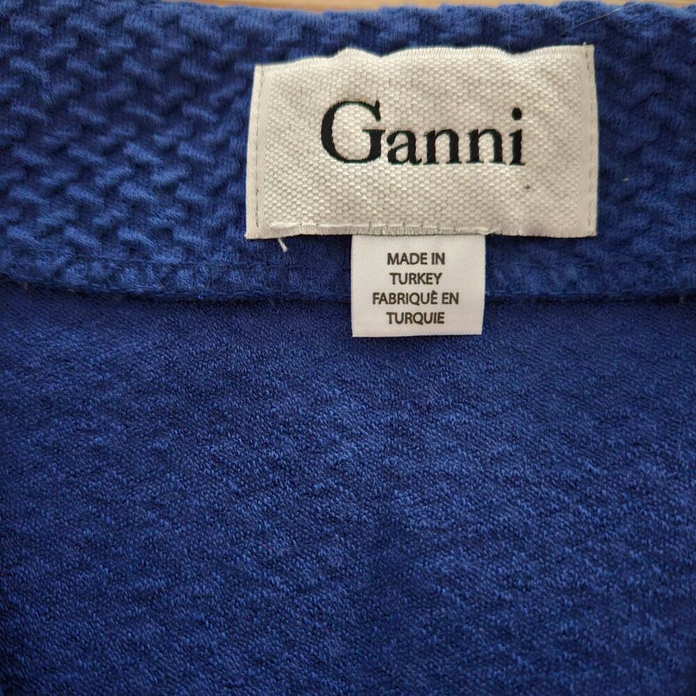 NWOT Ganni Anthropologie Peplum Blue Short Sleeve Blouse V-Neck Top Buttons XS - Picture 8 of 14